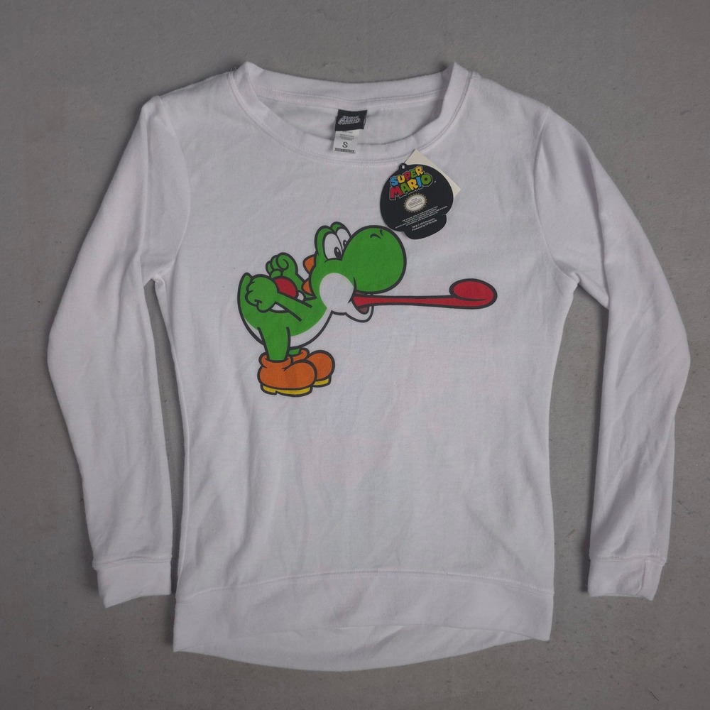Super Mario Yoshi Tunic Length White Long Sleeve Top Fifth Sun Size S‎